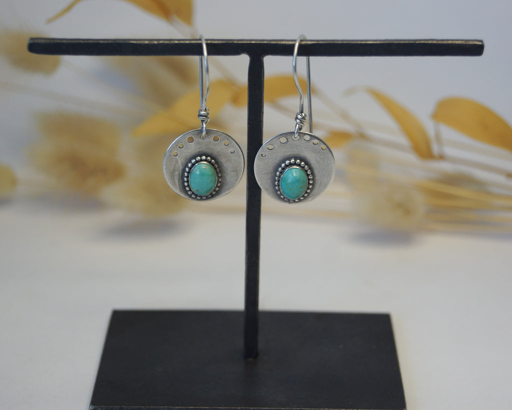 dew kissed 006 | brushed silver disk + sonoran turquoise earrings