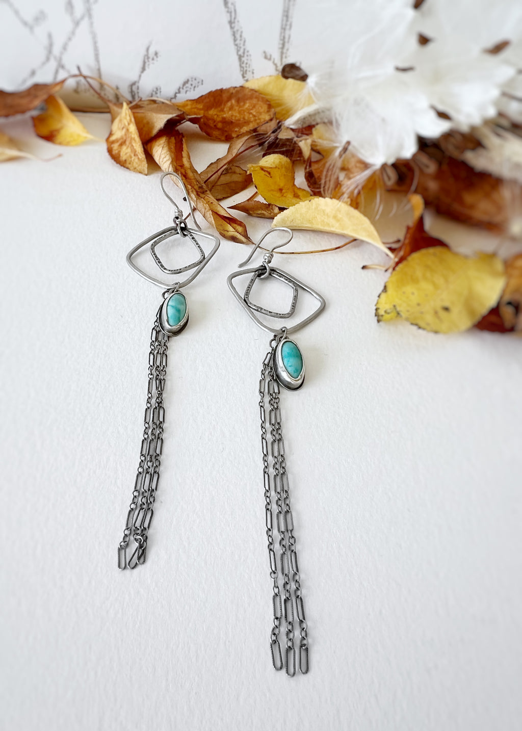 dancer | turquoise + tassel dangle earrings